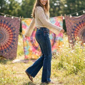 Vintage Y2K Mudd Jeans Flare Bell Bottom Hidden Button Fly 100% Cotton Size 5